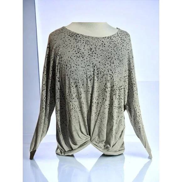 Karen Kane night lights tunic twist tie front top long sleeve gray NEW Large - Picture 9 of 10